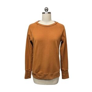 Athleta Triumph Crewneck Sweatshirt Burnt Orange Rust Size Small Tall Thumbholes
